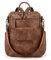 UTO Rucksack Damen Elegant mit Schultergurt Modischer Multifunktionsrucksack Schultertasche Herren PU Leder Backpack Kompartiment Reißverschluss Umhängetasche Schule Schulrucksack Handtasche Hell Lila