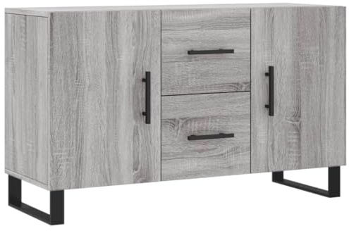 vidaXL Sideboard, Kommode mit viel Stauraum, Mehrzweckschrank Anrichte für Wohnzimmer, Schrank Beistellschrank Metallbeine, Modern, Grau Sonoma Holzwerkstoff