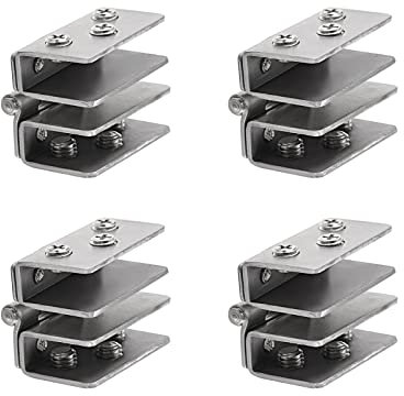 METALLIXITY Vetro Porta Cerniera, (8mm-10mm Glass Spessore) 4pz, Glass Cerniera Morsetti - per Vino Armadietto Espositore Armadietto Bagno Cancello
