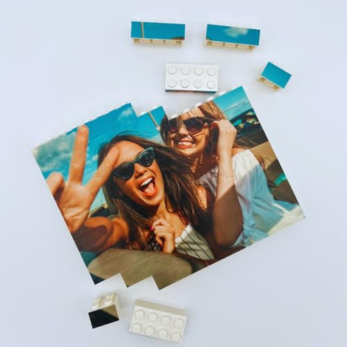 Q-Bricks | Puzzlesteine | Personalisierte Bausteine mit Foto und Text | 12,8 cm (Breite) × 10,5 cm (Höhe) × 1,5 cm (Dicke) | 49 STK.