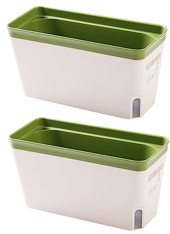 DIKACA 2 Piezas pequeña Maceta Mini Plantas Maceta de plastico Maceta Porta Plantas macetero con autorriego eneldo Verde Plantas suculentas Ventana Oficina Materia plastica