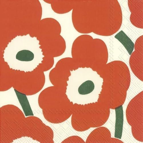 ihr Lunch Serviette Marimekko Unikko Orange Green 33 x 33 cm