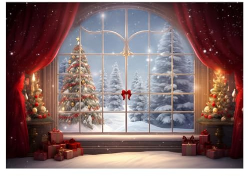 210 x 150 cm Weihnachts-Hintergrund, Stoff, Weihnachten, Fenster, Kinder, Fotostudio, Foto-Fotografie, Hintergründe, H, einfach zu verwenden