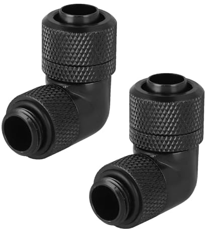 2PCS G1/4 Gewindeanschlussadapter, PC-Wasserkühlungsanschlüsse | 90-Grad-Anschluss Computer-Wasserkühlungs-Verlängerungsanschluss(Schwarz)