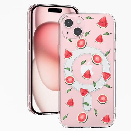 MAYCARI Magnetic Case for iPhone 13 Pro Max, Cute Kawaii Watermelon Clear Soft Slim Fit Shockproof Protective Case Compatible with MagSafe for iPhone 13 Pro Max