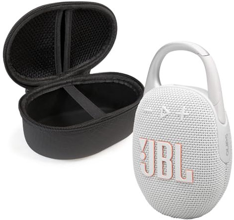 JBL Clip 5 Bluetooth Speaker and divvi! Protective Case - White