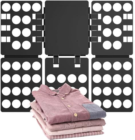 Plieur de Vetement,Planche à Plier Le Linge,Aide au Pliage du Linge,Organiseur Pliable à Rabat pour Adulte plieuse à vêtements plieur etement Chemise t-Shirt,Noir