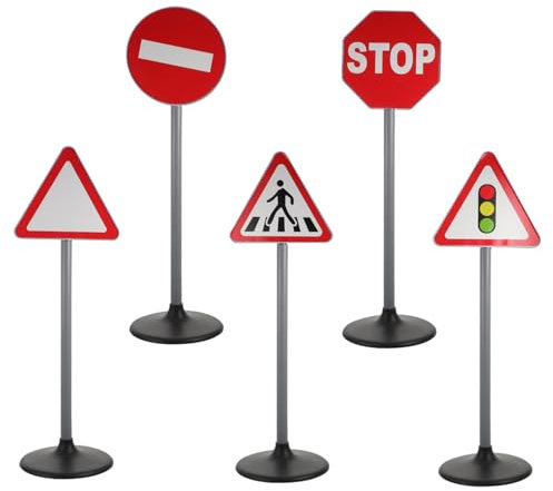 BESTonZON 5pièces Jouets Éducatifs Panneaux De Signalisation Modèles De Circulation Jouets Cognitifs pour Éducation Précoce des Améliorez La Connaissance des Signaux Routiers
