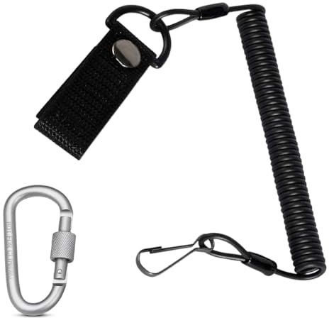 Tactical Schlüsselband, Spiralkabel Lanyard, Schlüsselband mit Sicherheitsverschluss, Outdoor-Federseil, RSG Halterung RSG Sicherung für Rettungsschere Taschenlampe Schlüssel Camping (Schwarz)