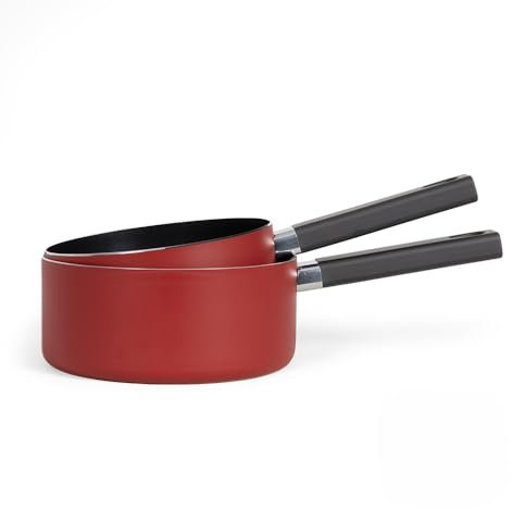 Livoo MEP154R Premier Chef 2-Piece Saucepan Set, Aluminium, Red