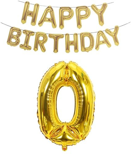 Gold Happy Birthday Ballon Girlande，Luftballon Zahl Gold 40 Zoll +16 Zoll Gold Folie Happy Birthday Folienballon Luftballon Geburtstagsballon Banner Helium Ballon (0)
