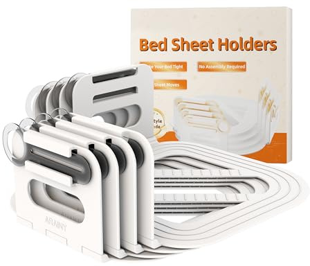 ARAINY Lock Sheet Holder Set, 2025 New Update Heavy Duty Bed Sheet Holder Straps, Non-Slip Holders Keep Sheets Tight,Corner Fitted Sheet Straps Easy Installation Fit All Mattress Size