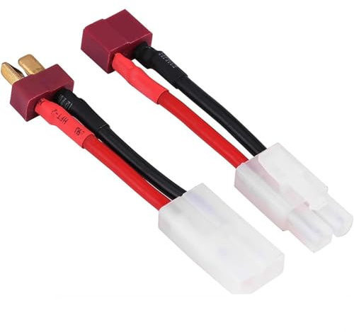2X Stück Premium Lipo Akku Adapter Set, Japan 13,5mm Stecker Buchse auf T-Dean T-Stecker Male Female Hochstromstecker Goldstecker Verpolungsicher 14AWG Kabel kompatibel zu Tamiya RC Modellbau
