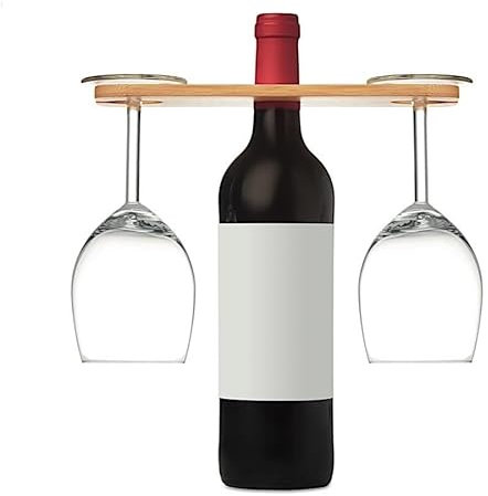 Shop-UP! Porta Calice Vino per Due Realizzato in bambù, con Stampa su Legno