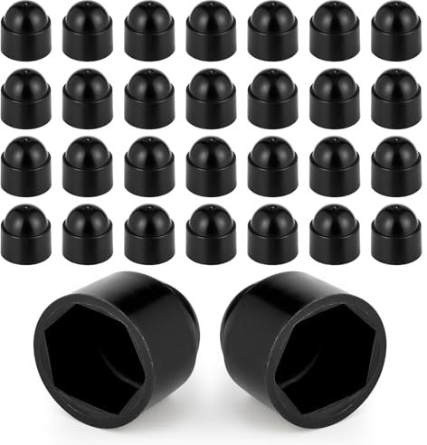 Giantree Lot de 30 capuchons de protection hexagonaux M10 en plastique noir pour vis hexagonales - Capuchons de protection pour meubles pour vis et écrous