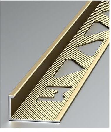 Aluminum Tile Edge Trim - for Corners & Tile to Wall Transitions | Paint Surface Guard | Heavy Duty Corner Protection(Gold,10mm/0.4in)