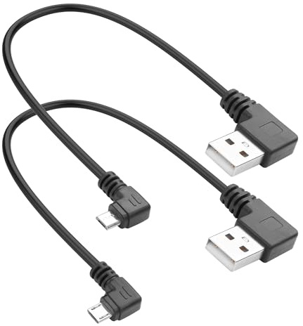 YACSEJAO 9 Zoll Micro USB Kabel, kurzes USB A zu Micro USB Ladekabel mit Linker und rechter Winkel Stecker für Datenübertragung,für Smartphones, Dashcams und Kameras (USB Rechter Winkel)