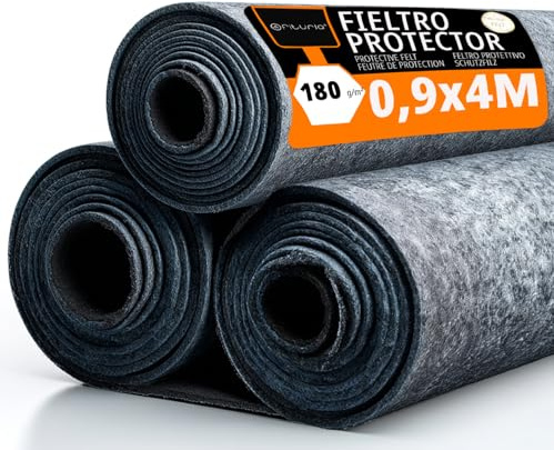 OFITURIA Bodenschutzvlies 90 cm x 4 m, 180 g/m², Set mit 3 Stück, ideal zum Schutz von Böden bei Malerarbeiten und Renovierungen (90cmx4m, 3 Stück)