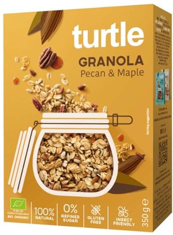 turtle Granola Pecan & Maple Müsli, mit Pekannuss und Ahornsirup, 350g