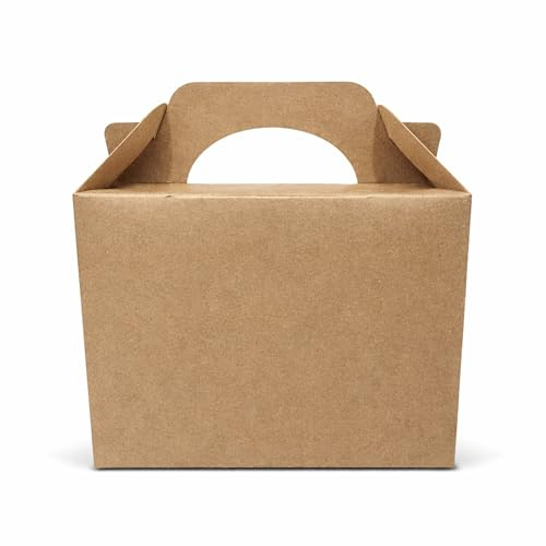 Lotus 20 x Children/Kids Plain Coloured Party Boxes Carry Food Meal Fun Picnic Birthday Wedding Favour/Baby Shower Party Halloween Trick or Treat Box Loot Bag (Kraft)