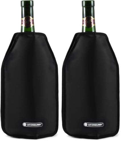 Le Creuset Rinfresca Vino WA-126 Borsa Termica per Bottiglie di Vino o di Champagne, Tessuto Idrorepellente, Nero, 59142010006068 (Confezione da 2)
