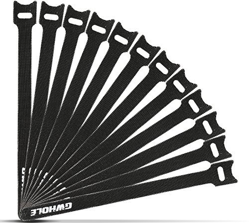 GWHOLE 50 Cintas Organizadores Cables Reutilizables para Oficina Ordenar los Cables de PC, TV, Eletronic Wire, 20cm x 1,2 cm (Negro)