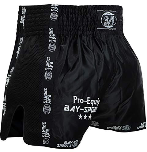 BAY Pro-Equip Mesh Muay Thai Short (schwarz/schwarz, XL)