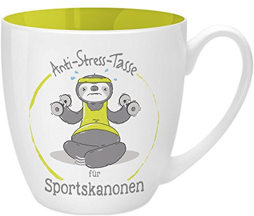 GRUSS & CO Anti-Stress-Tasse Motiv Sportskanonen | Tasse mit Spruch, 45 cl, New Bone China | Geschenk lustig | 45522