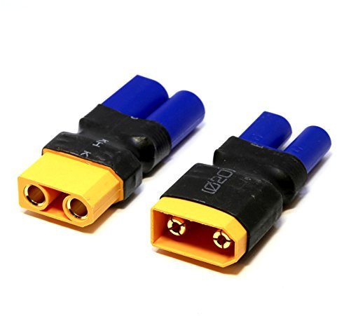 VUNIVERSUM 2X Stück Premium Adapter Set EC5 Stecker Buchse auf XT90 Male Female Hochstromstecker 5mm Goldstecker Adapterkabel für Lipo Akku Batterie Modellbau