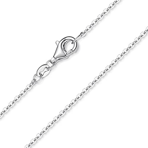 MATERIA Damen Kette aus 925 Silber rhodiniert - 70cm Ankerkette Halskette für Frauen Mädchen 1,2mm fein #K97-70