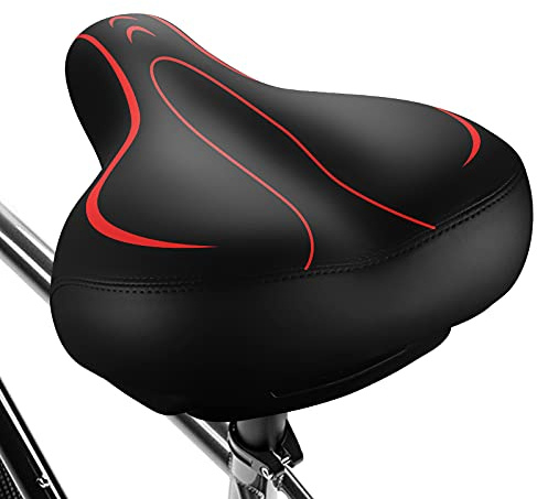 Xmifer Oversized Bike Seat, Comfortable Bike Seat - Universal Replacement Bicycle Saddle - Waterproof Leather Bicycle Seat with Extra Padded Memory Foam - Bicycle Seat for Men/Women
