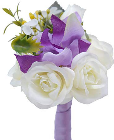 Demarkt Seide Ansteckblume Brosche Hochzeit Seide Blumen Boutonniere Braut Corsage Ansteckblume Bräutigam Boutonniere Brosche Pin (Lila)