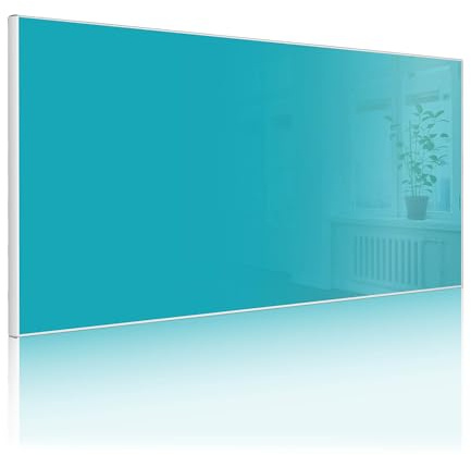 banjado Magnettafel Metall 78 x 37cm - beschreibbare Magnettafel - Metall Pinnwand als Memoboard - Magnetwand Küche, Büro, Kinderzimmer Weiß inkl. 4 Magnete & Montageset - Farbe Türkis