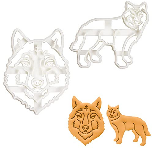 2er Set Wolf Ausstechformen (Formen: Gesicht und Körper), 2 Teil