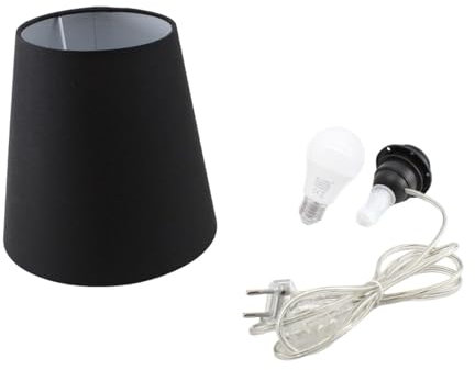 Kit Completo Paralume Nero + Adattatore portalampada E27 con filo e interruttore trasparente - Lampada Led A+ in omaggio! Trasforma una bottiglia in lampada! Lampabottiglia.it