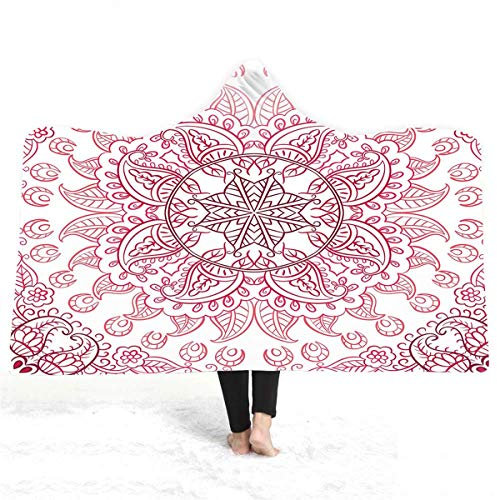 Chickw1 Decke mit Kapuze Erwachsene Kinder, 3D Mandala Druck Kuscheldecke mit Kapuze Mikrofaser Weich Wohndecke Sofadecke Reisedecke Schlafdecke Couchdecke - Weihnachten (150x130cm,J)
