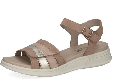 Caprice Damen Flache Sandale aus Leder, Beige (SAND COMB), 42