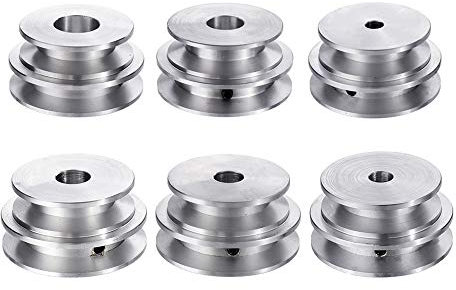 TuToy Aluminum Alloy Double Groove 60&50Mm Pulley Wheel 8-20Mm Fixed Bore Pulley For Motor Shaft 10Mm Belt - 10Mm