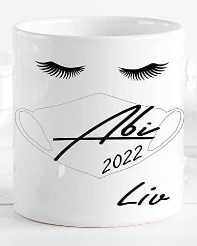 Geschenke zum Abitur für Abiturienten Jungen/Mädchen - Geschenkidee Abi 2025 bestanden - Gschenke Tasse mit Namen personalisiert (Wimper)