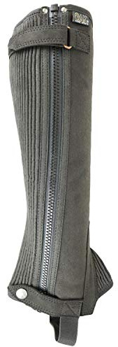 AK Washable Micro Suede Leather Horse Riding Half Chaps (Black, 14/XXS)