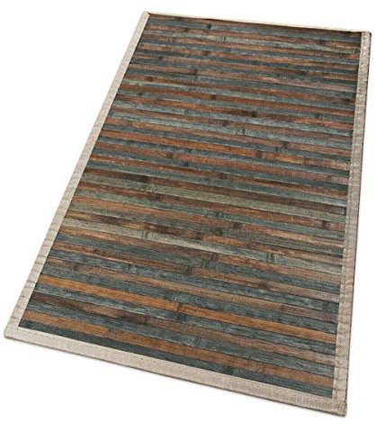 emmevi Bambus-Teppich aus Holz, grau, Stein, Küche, Bad, Tischset, Modell Bambus, 50 x 330 cm, Taupe
