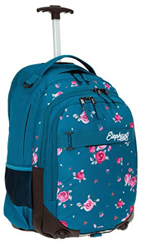 Elephant Trolley Mädchen Schultrolley Hero Signature Schulranzen Schultasche Trolly Rucksack 12800 Auswahl (Blue Flower (Blau/Rose))