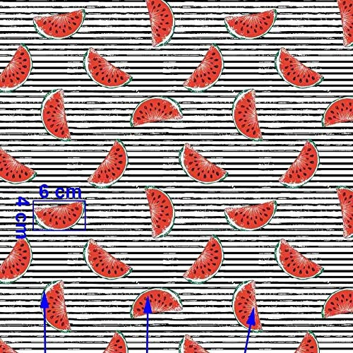 11,99€/m 200x160cm Frucht Früchte Zitrus Obst 100% Baumwolle Baumwollstoff Kinder Meterware Handwerken Nähen Stoff (Melone Schwarz Streifen, 200x160cm (11,99€/m))