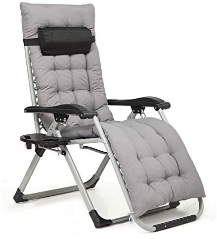 Intimate WM Heart Klappbarer Strandstuhl, Liegestuhl ohne Schwerelosigkeit, mit Becherhalter und Verstellbarer Kopfstütze, Bequemem Wattepad, Teslin-Netz, schwarz TY03