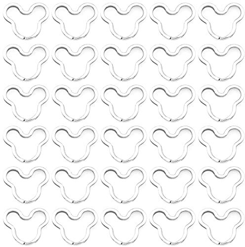 Lind Kitchen 30 x Schlüsselringe in Micky-Maus-Form, zum Basteln, Metall-Schlüsselanhänger für Zuhause, Auto, Büro, Organisation, Kunstprojekte (Nickel)