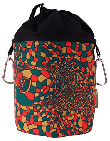 bellaCott Sac à Pinces à Linge Portable à Suspendre en Coton, 2 mousquetons, Fermeture à Cordon, Attache métallique pour Ranger Les Pinces à Linge, Ø 17 cm x 28 cm, Motif : Tortue