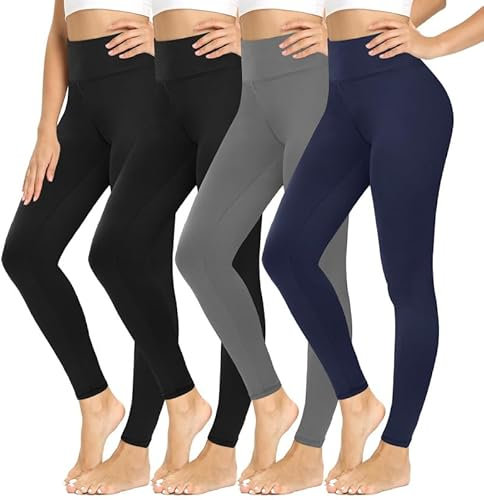 CAMPSNAIL Leggings Damen High Waist Blickdicht Leggings Weich Leggins Elastisch Sportleggins Lang Bauchweg Push Up Hose für Yoga Sport Gym(Schwarz/Schwarz/Dunkelgrau/Navy, One Size(DE34-40))