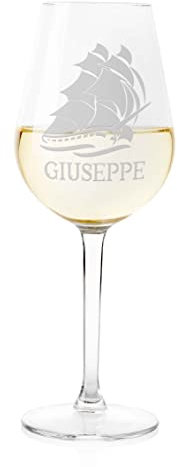 Calice Vino 50 cl PERSONALIZZABILE con nome Incisione Veliero - Idea regalo