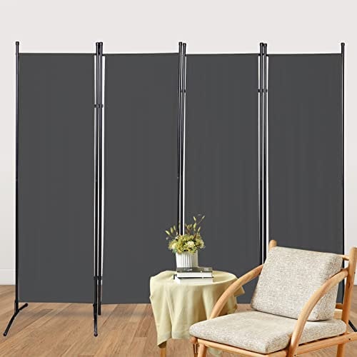 Ikodm Paravent 4 Teilig 200 x 170 cm, Trennwand Balkon Sichtschutz Stellwand Faltbar für Aussenbereich, Büros - Anthrazit