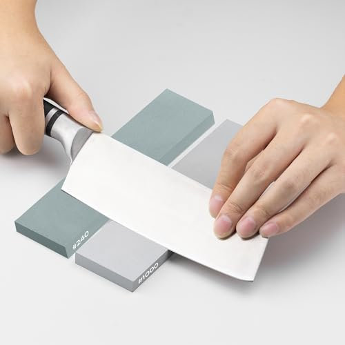 Hawerk Schleifstein Set - 240er und 1000er Körnung - Schleifstein für Messer Schärfen - Wetzstein Abziehstein - Messer Schleifen - Wetzstein für Messer - Sharpening Stone